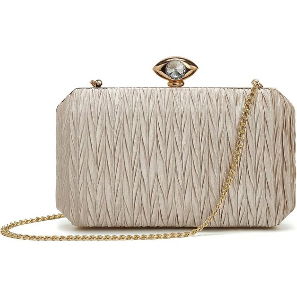 ❤️ Women Satin Evening Clutch Purse Handbags Crossbody Hardcase for Party Prom - Picture 1 of 7